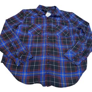 Torrid Madison Georgette Blouse Plus Size Women’s 0 Blue Plaid Semi Sheer NWT